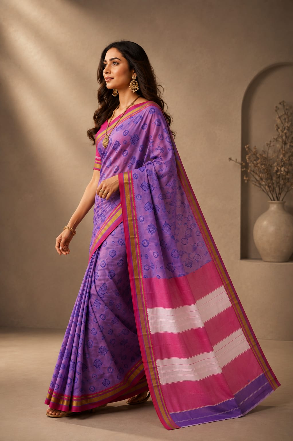 Printed Blue Traditional Elegance Ilkal Saree