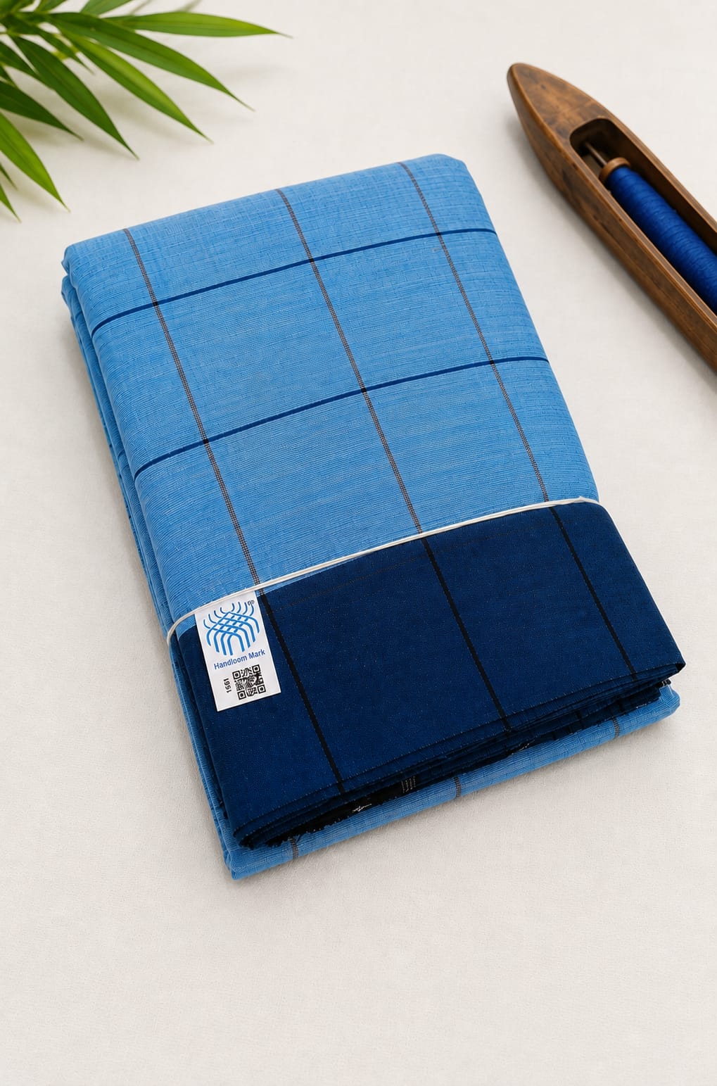 Blue Patteda Anchu Cotton Handloom Saree
