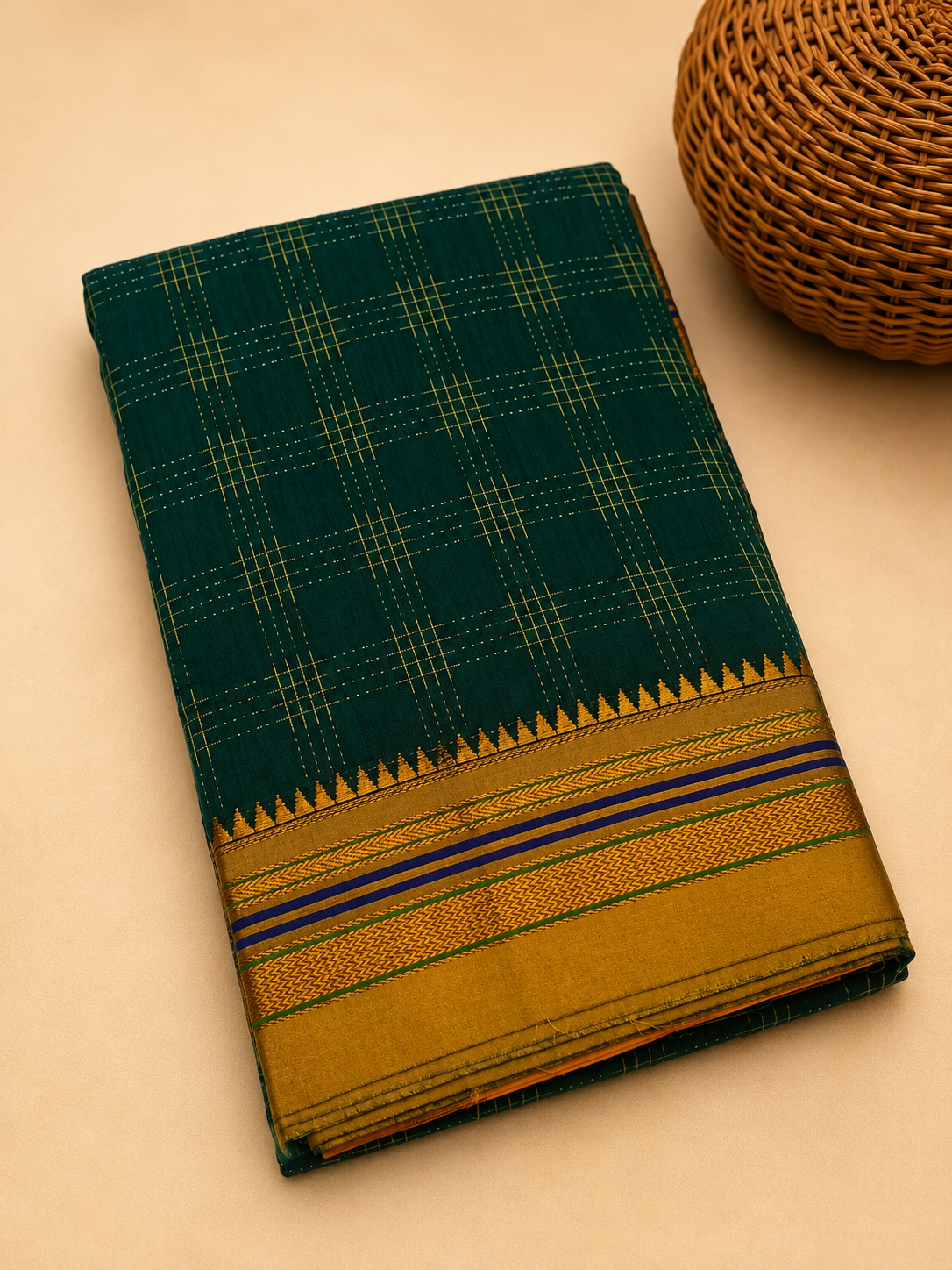 Masarised Cotton Traditional Ilkal Saree — Viscose Cotton Ilkal saree
