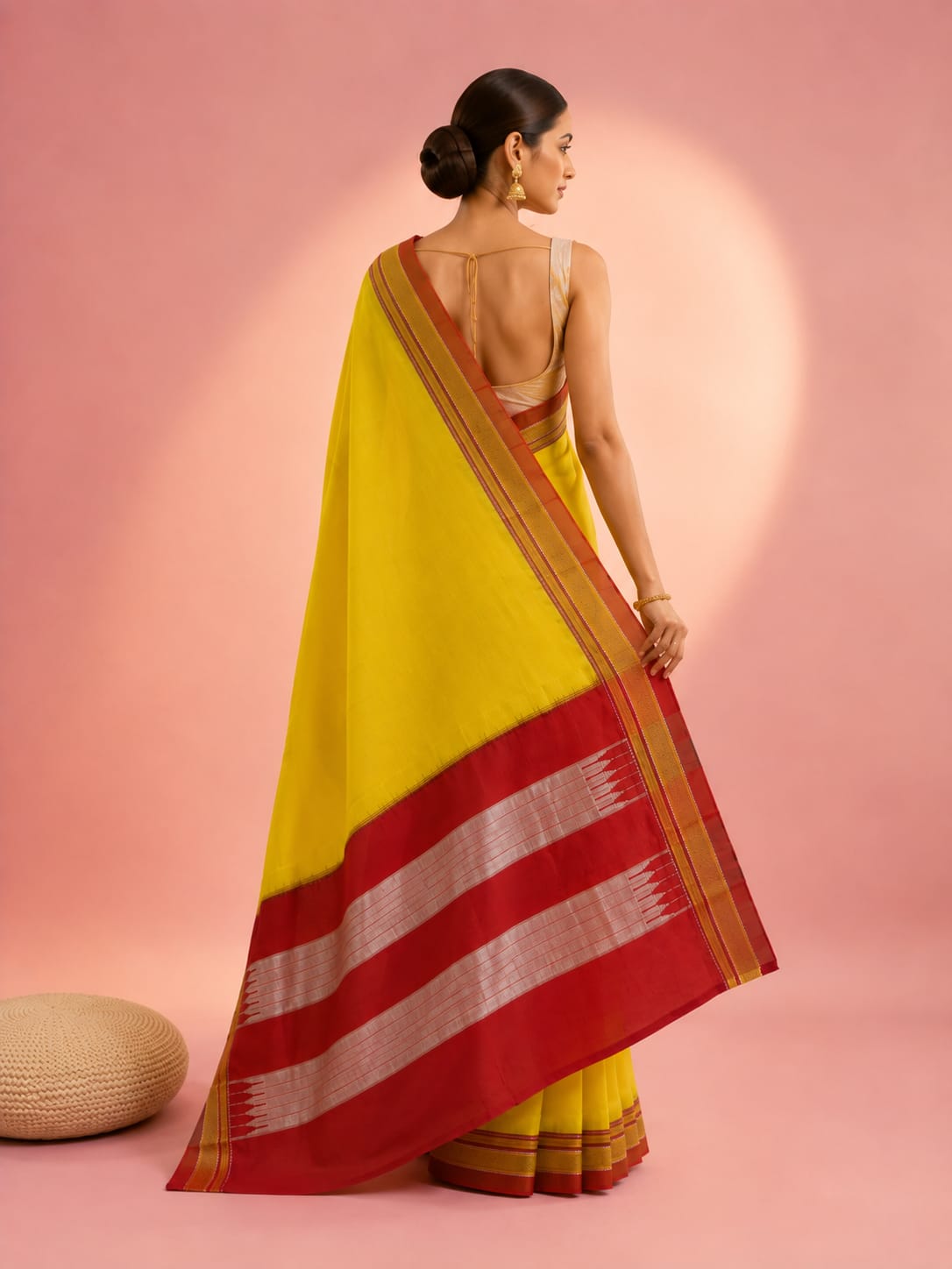 Rangeela Yellow Pure Handloom Ilkal Sareee — Viscose Cotton Ilkal saree