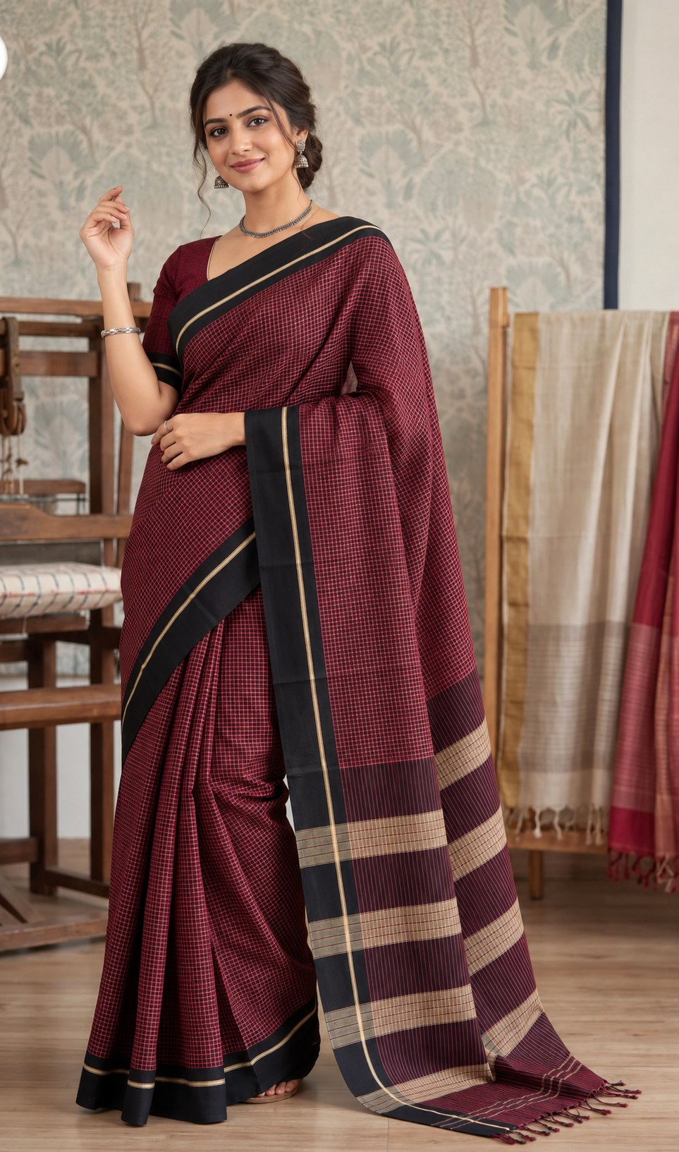 Patteda Anchu Ilkal saree — iconic checked weave from Karnataka
