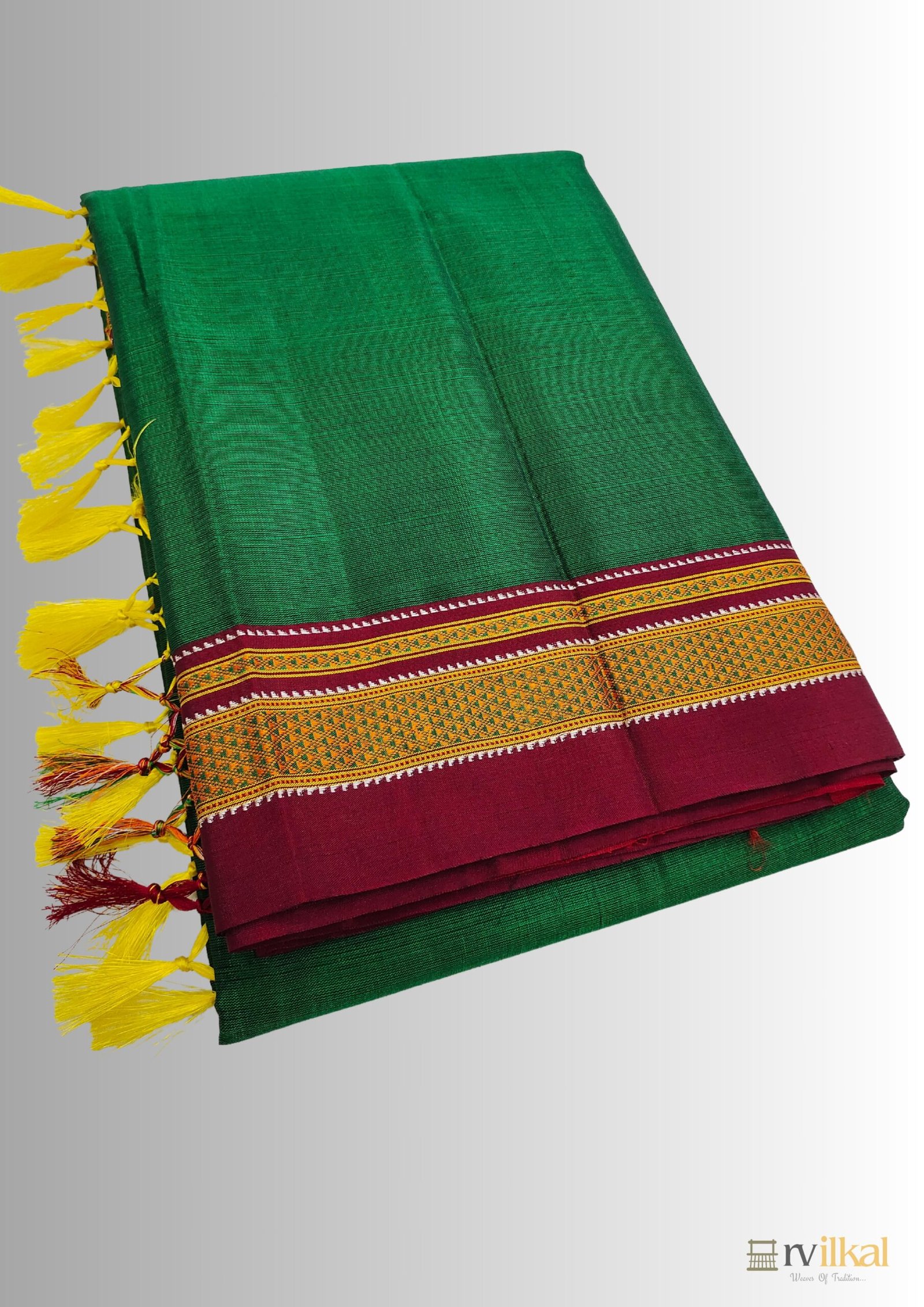 Olive Green Cotton Silk Ilkal Saree – UTPALADesigns