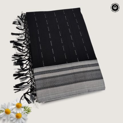 Black Slub Lining Pure Cotton Handloom Ilkal Saree