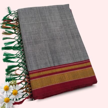 Grey Traditional Viscos Handloom Ilkal Saree